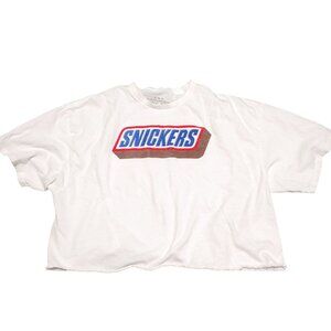 Snickers t-shirt white X-Large Graphic Cropped short-sleeve Casual